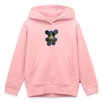 Hexagone Effet 3D Géométrie sacrée - Sweat Premium à capuche enfant bio - rose - Devant - AI Model Kid Female (0cm)