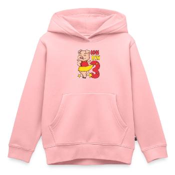 3. Geburtstag Mädchen süßes Schweinchen Ich bin 3 - Kinder Premium Organic Hoodie - Rosa - Vorne - AI Model Kid Female (0cm)