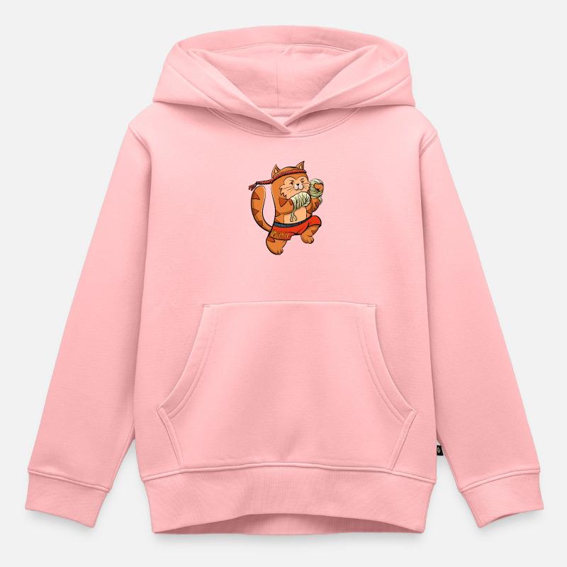 Muay Thai Boxing Chaton - Sweat Premium à capuche enfant bio - rose
