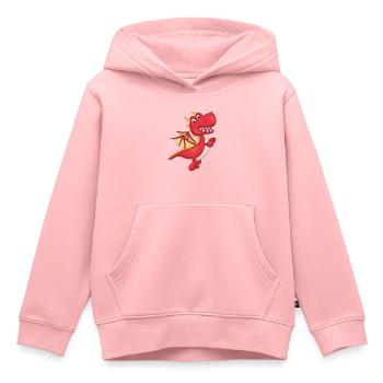Malin petit Dragon rouge - Sweat Premium à capuche enfant bio - rose - Devant - AI Model Kid Female (0cm)