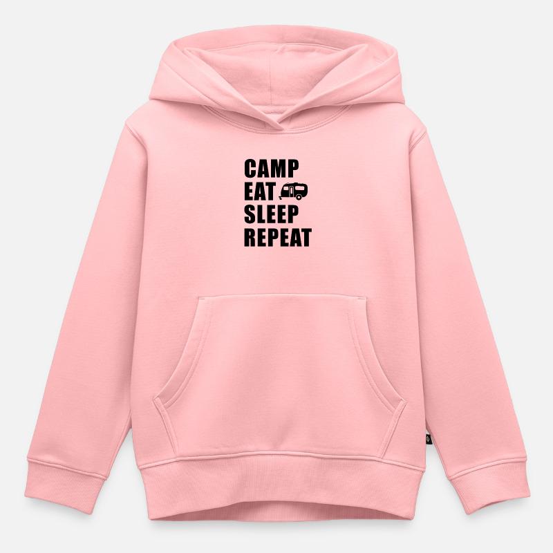 Camp Manger Dormir Répéter - Sweat Premium à capuche enfant bio - rose