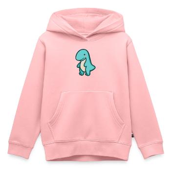 hugadino T-Rex, dino, mignon dinosaure - Sweat Premium à capuche enfant bio - rose - Devant - AI Model Kid Female (0cm)