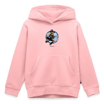 Hexe auf Besen - Kinder Premium Organic Hoodie - Rosa - Vorne - AI Model Kid Female (0cm)