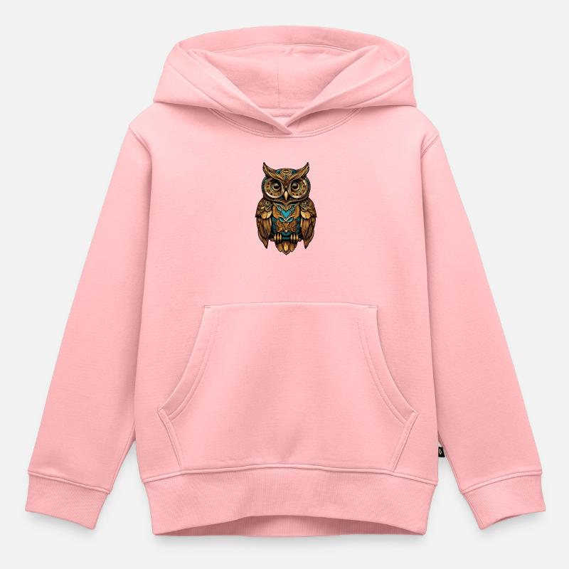 Hibou steampunk - Sweat Premium à capuche enfant bio - rose