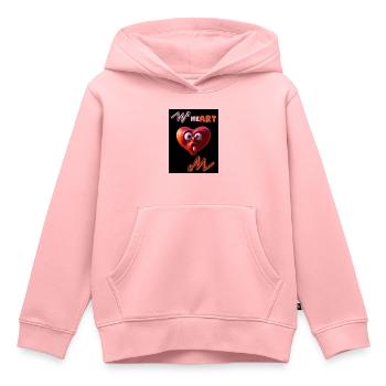 Coeur Il art - Sweat Premium à capuche enfant bio - rose - Devant - AI Model Kid Female (0cm)