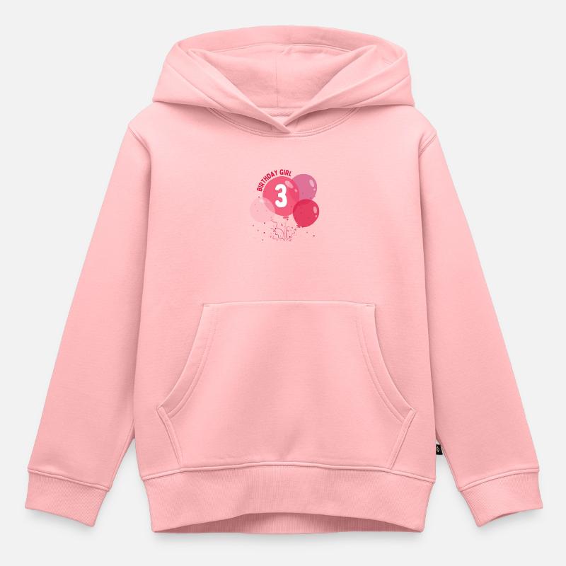 Fille d’anniversaire 3ème anniversaire - Sweat Premium à capuche enfant bio - rose