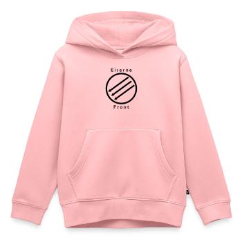 Front d’Eiserne - Drei Pfeile - Sweat Premium à capuche enfant bio - rose - Devant - AI Model Kid Female (0cm)