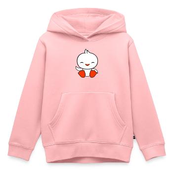 Ente sitzt freundlich glücklich Begrüßung Winken - Kinder Premium Organic Hoodie - Rosa - Vorne - AI Model Kid Female (0cm)