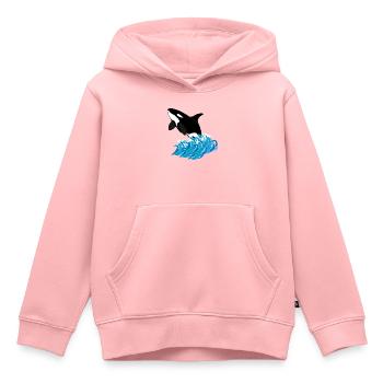 Imprimé d’orque - Sweat Premium à capuche enfant bio - rose - Devant - AI Model Kid Female (0cm)