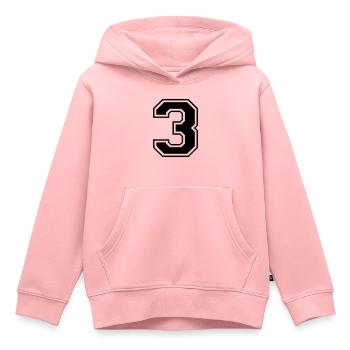 3, trois, trois, nombre, nombre - Sweat Premium à capuche enfant bio - rose - Devant - AI Model Kid Female (0cm)