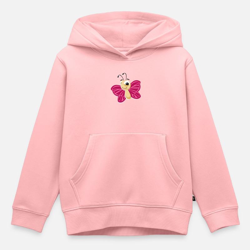 papillon - Sweat Premium à capuche enfant bio - rose