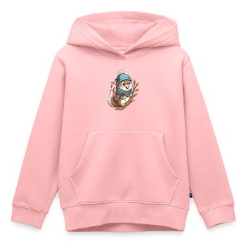 Écureuil mignon avec écharpe et chapeau à pompon. - Sweat Premium à capuche enfant bio - rose - Devant - AI Model Kid Female (0cm)