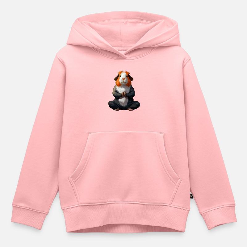 Yoga Cochon d’Inde - Sweat Premium à capuche enfant bio - rose