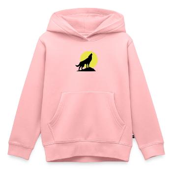 Wolf und Vollmond - Kinder Premium Organic Hoodie - Rosa - Vorne - AI Model Kid Female (0cm)