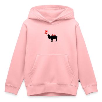 Chameau amoureux - Sweat Premium à capuche enfant bio - rose - Devant - AI Model Kid Female (0cm)