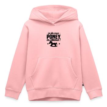 Je file mon Poney m'attend Enfants Cadeau - Sweat Premium à capuche enfant bio - rose - Devant - AI Model Kid Female (0cm)