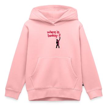 où est banksy - Sweat Premium à capuche enfant bio - rose - Devant - AI Model Kid Female (0cm)
