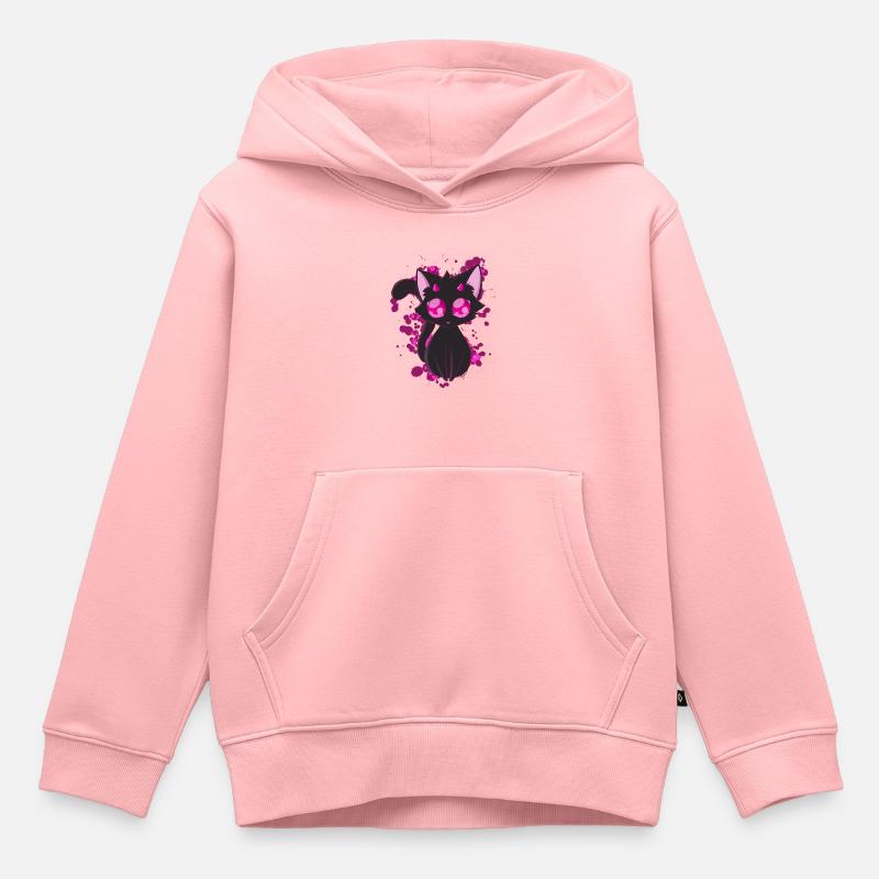Black Devil Kitty in Pink - Kinder Premium Organic Hoodie - Rosa