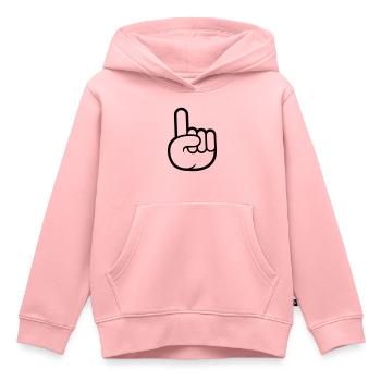 Caricature comique de gant de main de l'affichage - Sweat Premium à capuche enfant bio - rose - Devant - AI Model Kid Female (0cm)