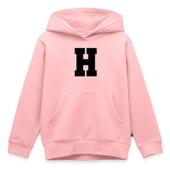 H - capital letter single, bold and serif - Kids Premium Organic Hoodie - rose - Front - AI Model Kid Female (0cm)