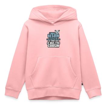 besoin d'un assistant pour mes bêtises cousin - Sweat Premium à capuche enfant bio - rose - Devant - AI Model Kid Female (0cm)