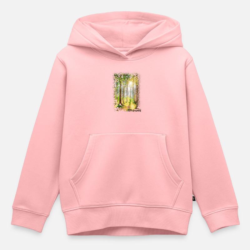 Forêt miraculeuse, forêt - Sweat Premium à capuche enfant bio - rose