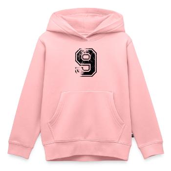 Numero 9 Équipe Foot baseball basket université - Sweat Premium à capuche enfant bio - rose - Devant - AI Model Kid Female (0cm)