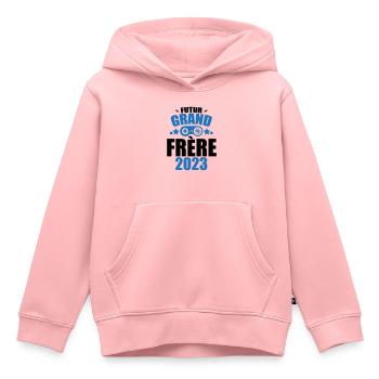 annonce grand frère - futur grand frere 2023 - Sweat Premium à capuche enfant bio - rose - Devant - AI Model Kid Female (0cm)