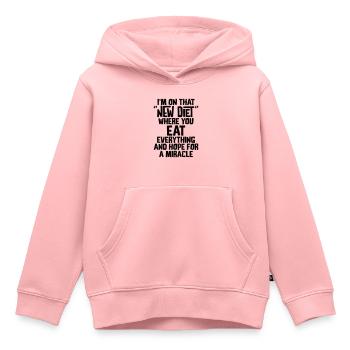 NEW DIET - Kids Premium Organic Hoodie - rose - Front - AI Model Kid Female (0cm)