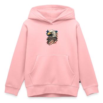 Eagle USA Amérique Flag Eagle Head Vintage - Sweat Premium à capuche enfant bio - rose - Devant - AI Model Kid Female (0cm)