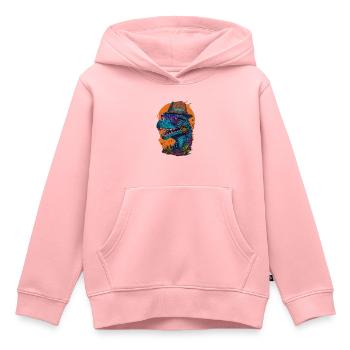Dinosaurier mit Hut und Brille Lustig Modisch - Kinder Premium Organic Hoodie - Rosa - Vorne - AI Model Kid Female (0cm)