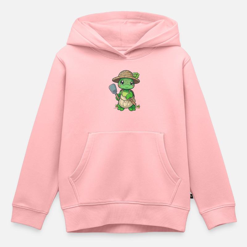 Jardin des tortues - Sweat Premium à capuche enfant bio - rose