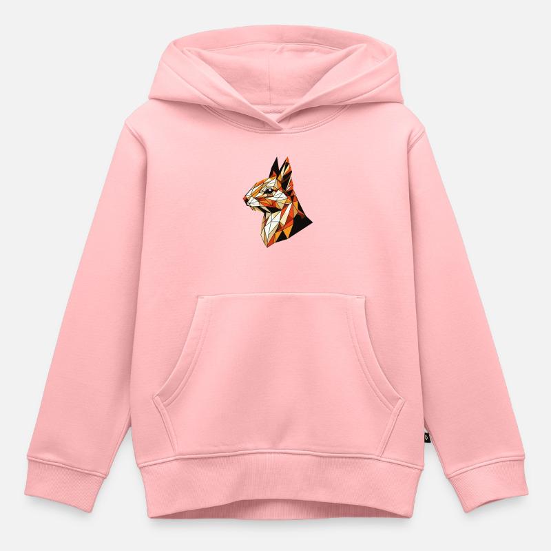 Écureuil Illustration Triangles géométriques - Sweat Premium à capuche enfant bio - rose