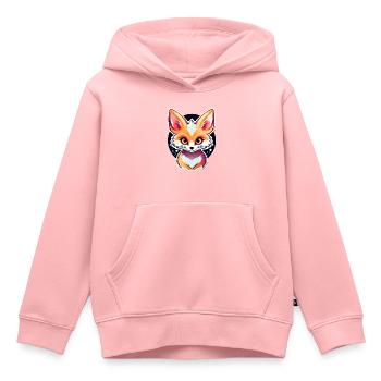 Dessin de Fennec renard du désert - Sweat Premium à capuche enfant bio - rose - Devant - AI Model Kid Female (0cm)