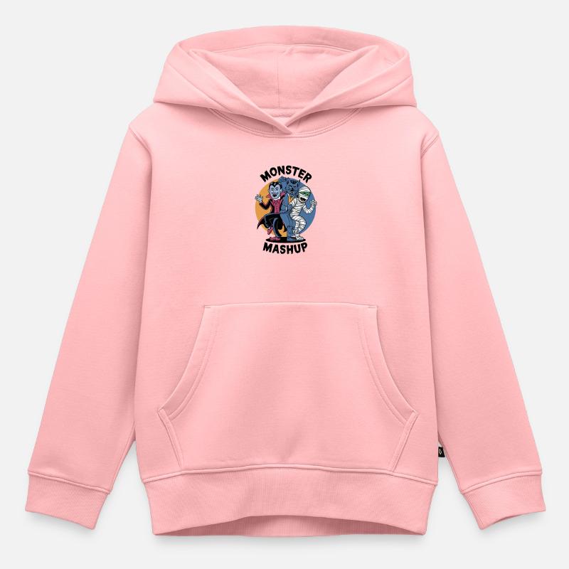 Mashup de monstres - Sweat Premium à capuche enfant bio - rose