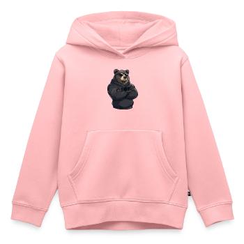 Ours Bande Dessinée Ours Brun - Sweat Premium à capuche enfant bio - rose - Devant - AI Model Kid Female (0cm)