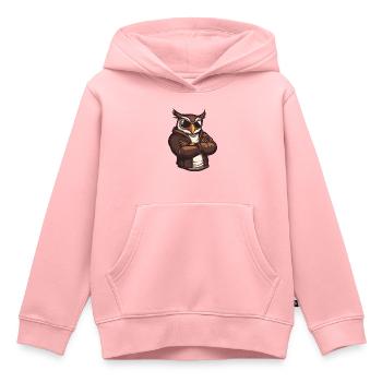 hibou bande dessinée cool - Sweat Premium à capuche enfant bio - rose - Devant - AI Model Kid Female (0cm)