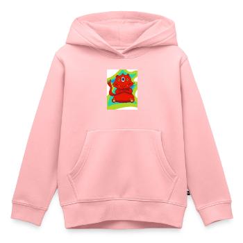 Monstre a trois yeux - Sweat Premium à capuche enfant bio - rose - Devant - AI Model Kid Female (0cm)