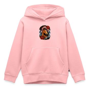 Pferd im japanischen Irezumi Tattoo Stil - Kinder Premium Organic Hoodie - Rosa - Vorne - AI Model Kid Female (0cm)