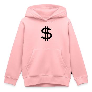 dollar symbol - Sweat Premium à capuche enfant bio - rose - Devant - AI Model Kid Female (0cm)