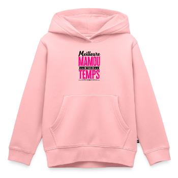 Meilleure Mamou de Tous les Temps - Rose/Noir - Sweat Premium à capuche enfant bio - rose - Devant - AI Model Kid Female (0cm)