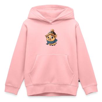 Mignon cochon avec écharpe et chapeau à pompon. - Sweat Premium à capuche enfant bio - rose - Devant - AI Model Kid Female (0cm)