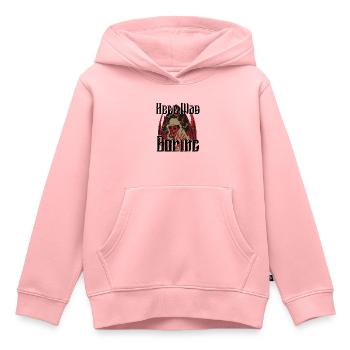 Satan Belzébuth Diable Gothique Pentagramme Mystique - Sweat Premium à capuche enfant bio - rose - Devant - AI Model Kid Female (0cm)