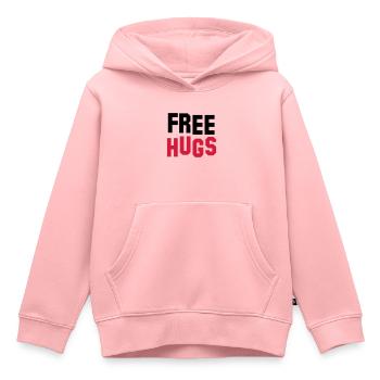 free hugs - Sweat Premium à capuche enfant bio - rose - Devant - AI Model Kid Female (0cm)