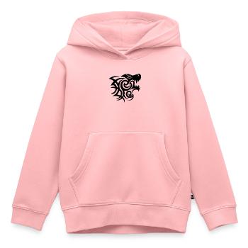 Loup-garou tribal - Sweat Premium à capuche enfant bio - rose - Devant - AI Model Kid Female (0cm)