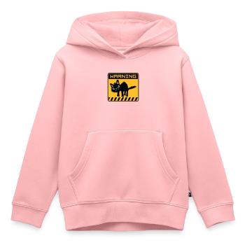 Avertissement chat dangereux - Sweat Premium à capuche enfant bio - rose - Devant - AI Model Kid Female (0cm)