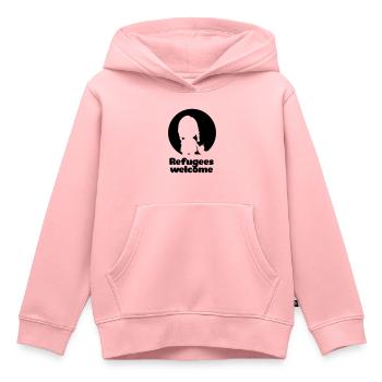 Refugees welcome - Sweat Premium à capuche enfant bio - rose - Devant - AI Model Kid Female (0cm)