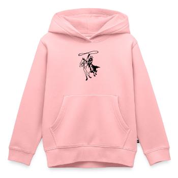 Cowboy avec Lasso - Sweat Premium à capuche enfant bio - rose - Devant - AI Model Kid Female (0cm)