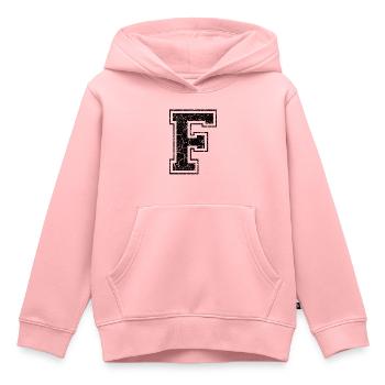 Buchstabe F im Vintage-Shabby-Chic - Kinder Premium Organic Hoodie - Rosa - Vorne - AI Model Kid Female (0cm)
