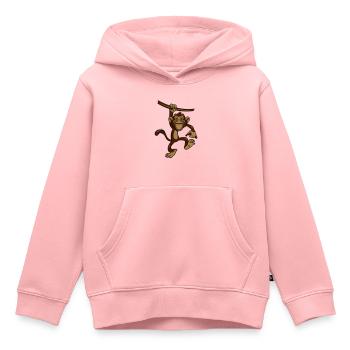 affe Liane banane - Sweat Premium à capuche enfant bio - rose - Devant - AI Model Kid Female (0cm)